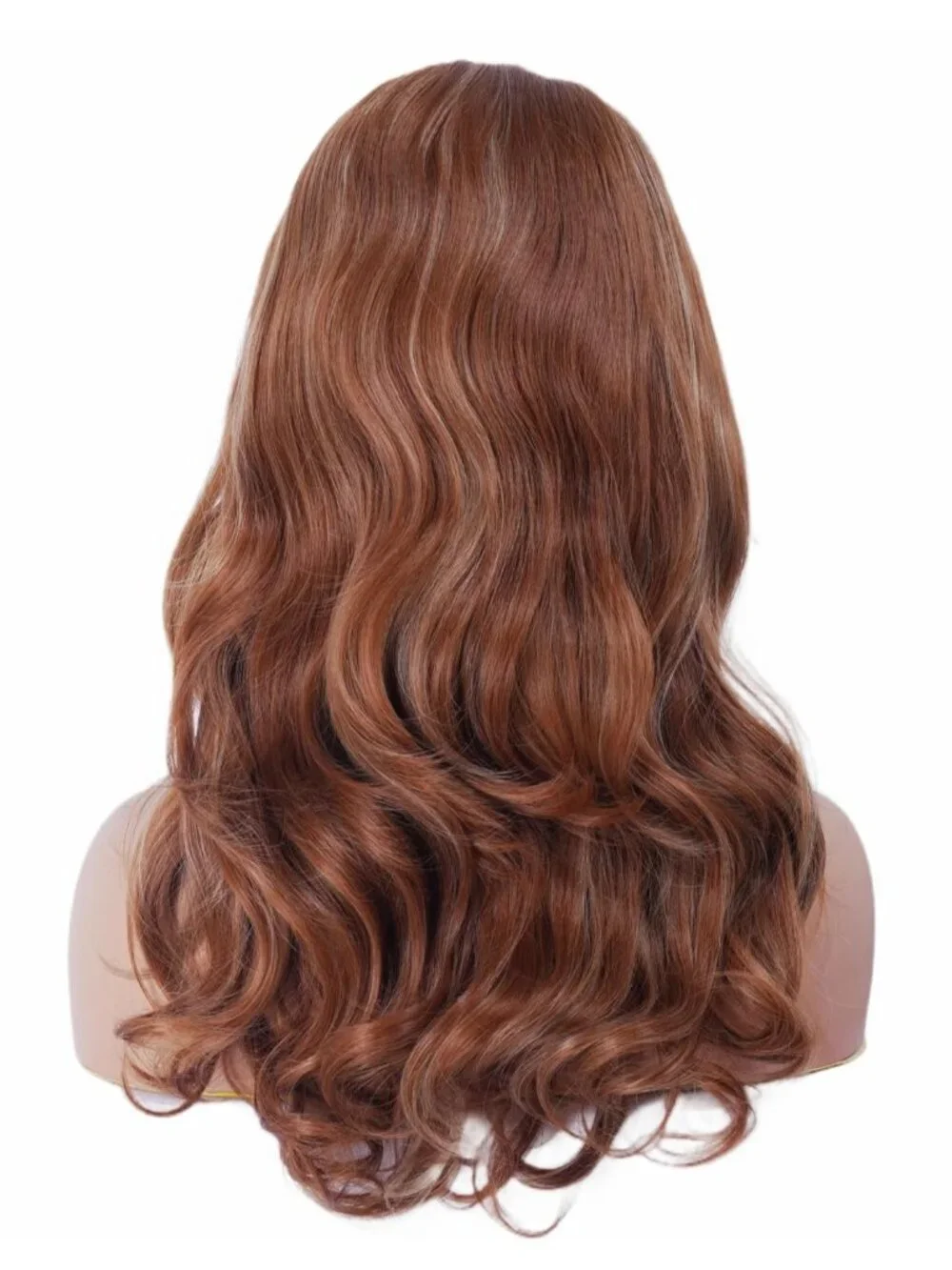 Women's Ginger Blonde Heat Resistant Synthetic Fiber Retro Long Wavy Wigs Bangs